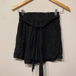 Mooloola Black Linen Feel Tie Waist Shorts